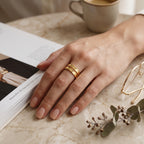 Gold Hammered Double Band Ring