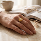 Sterling Silver Pearl Gemstone Statement Rings