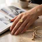 Round Disc Hammered Minimalist Rings