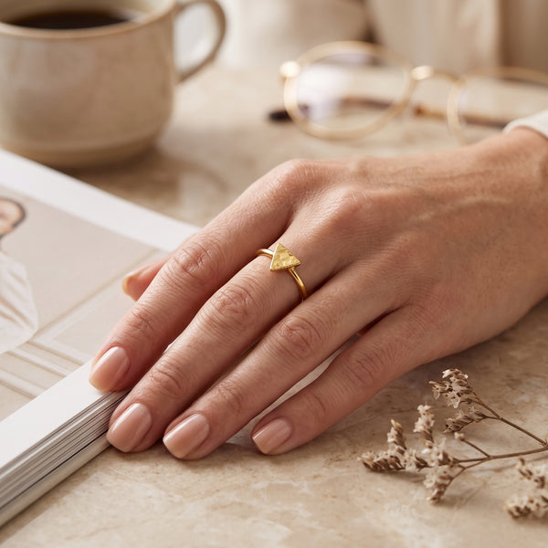 Triangle Shape Hammered Minimalist Rings