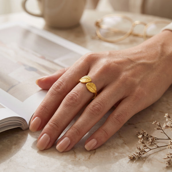 Open Cuff Leaf Rings