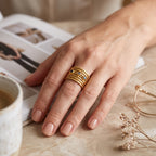 Hammered Multi Layer Labradorite Ring