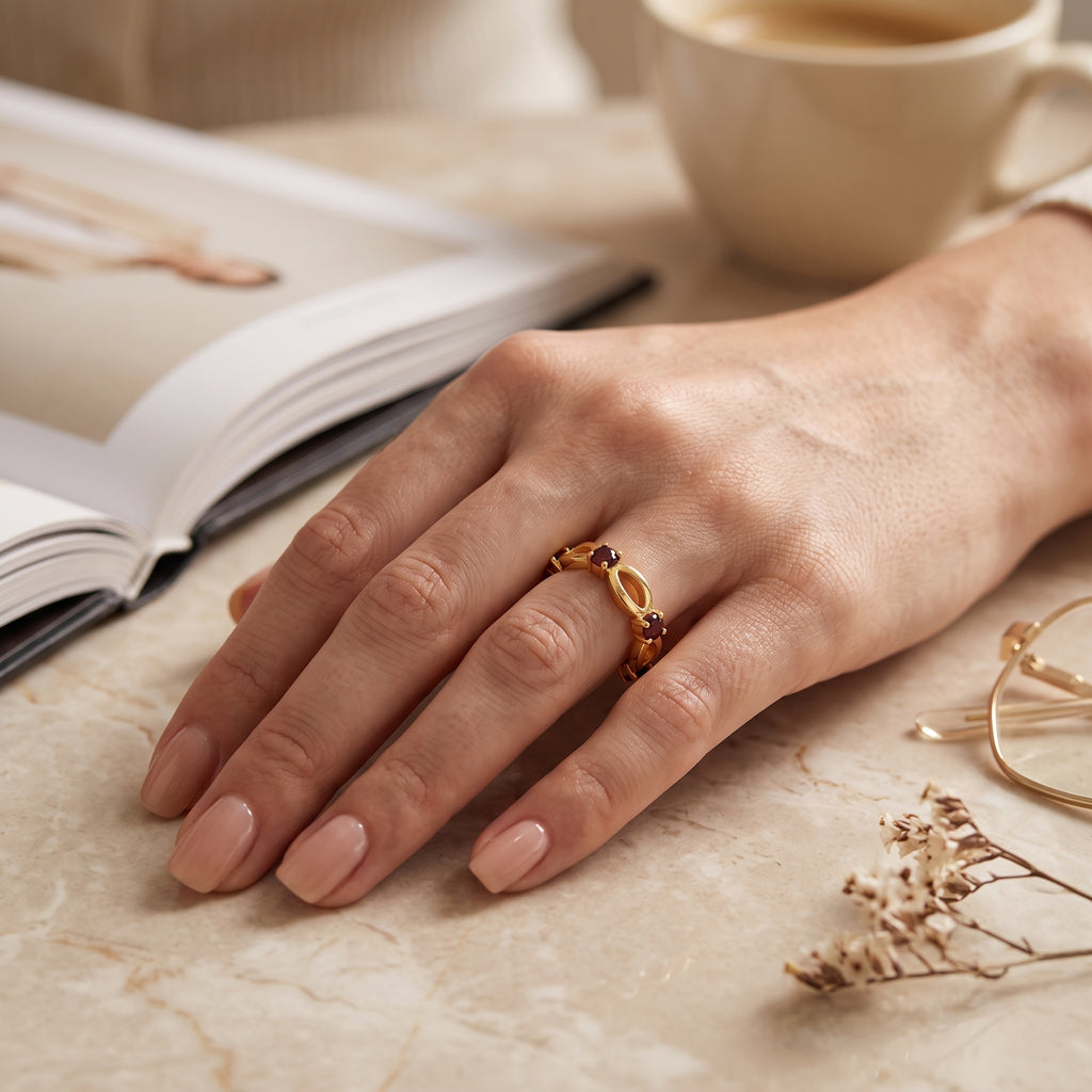 Garnet Station Stackable Ring
