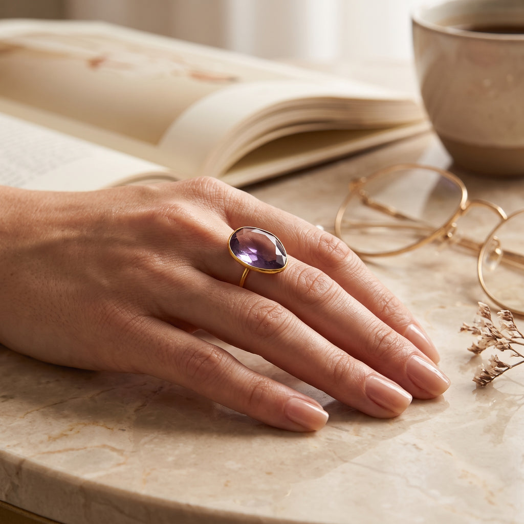 Amethyst Gemstone Statement Rings