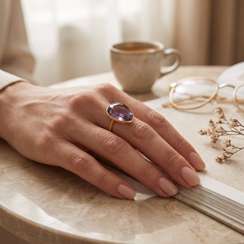Amethyst Gemstone Statement Rings