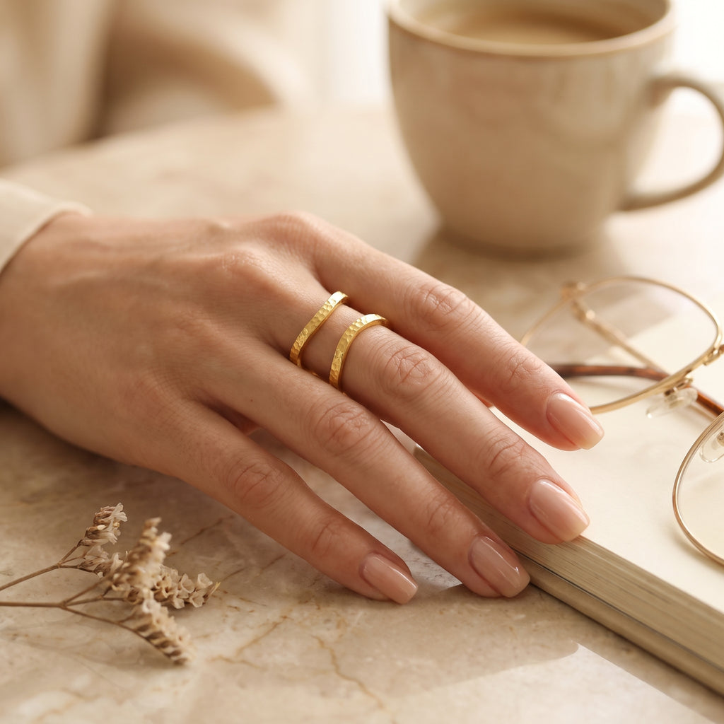 Hammered Criss Cross Stackable Rings