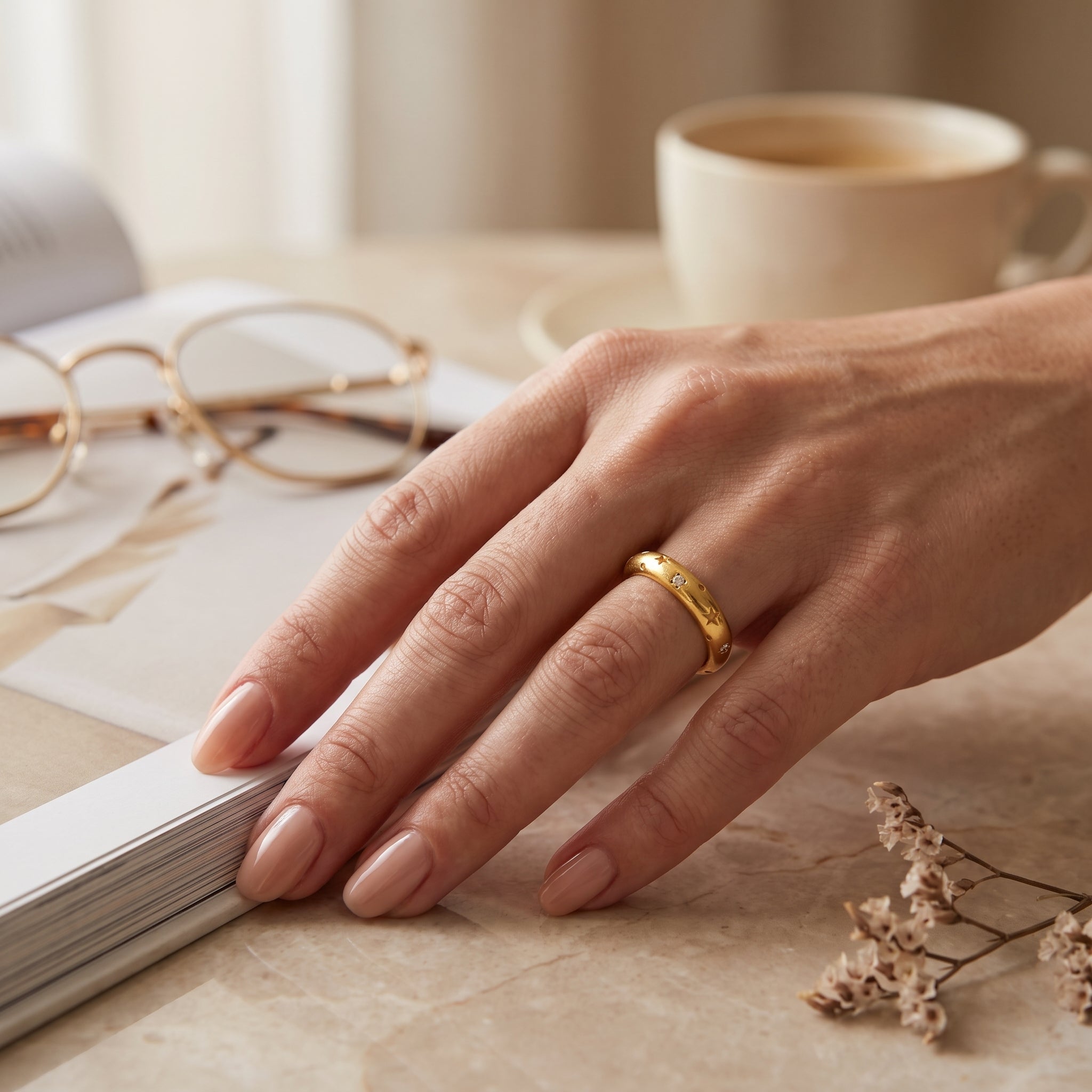 White CZ Star Band Ring