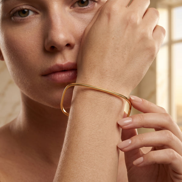 Square shape Plain Metal Bangle Bracelets