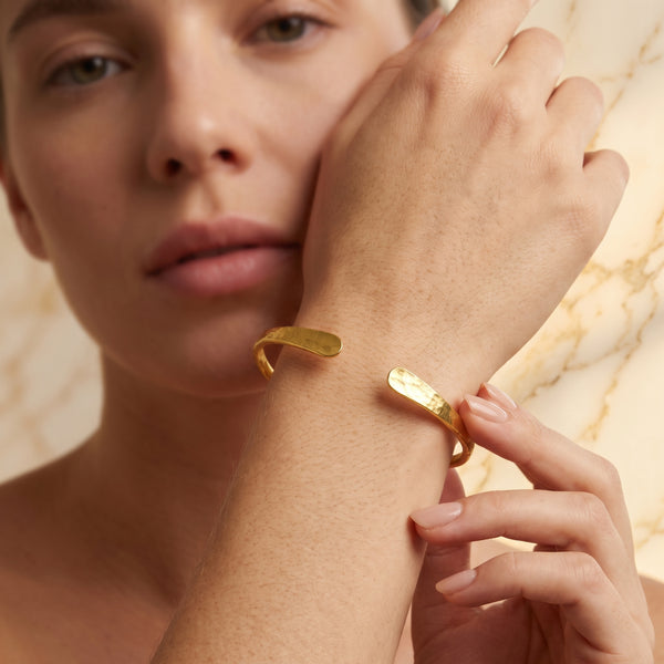 Hammered Metal Open Cuff Adjustable Bangles