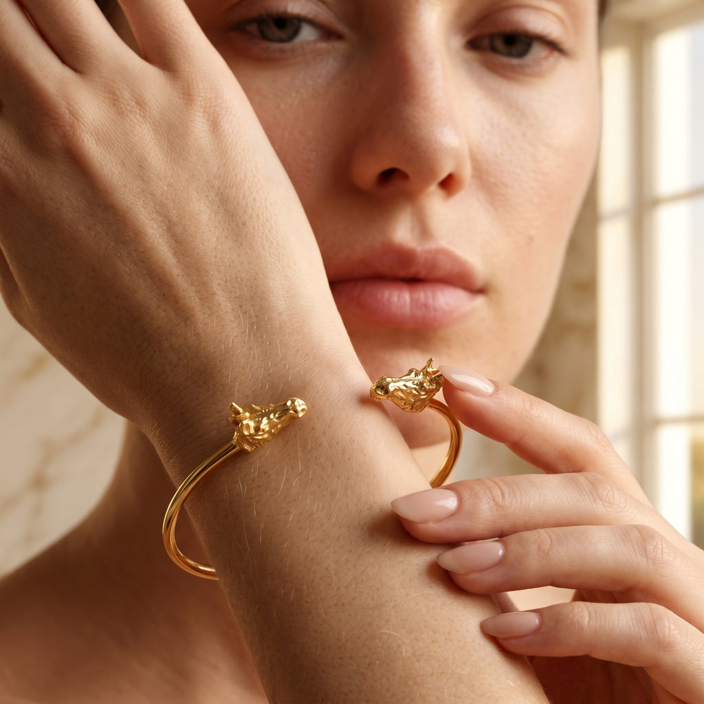 Double Horse Head Bangle Bracelets