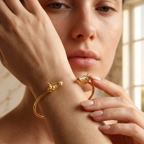 Double Horse Head Bangle Bracelets