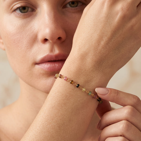 Multi Tourmaline Gemstone Beaded Bracelet