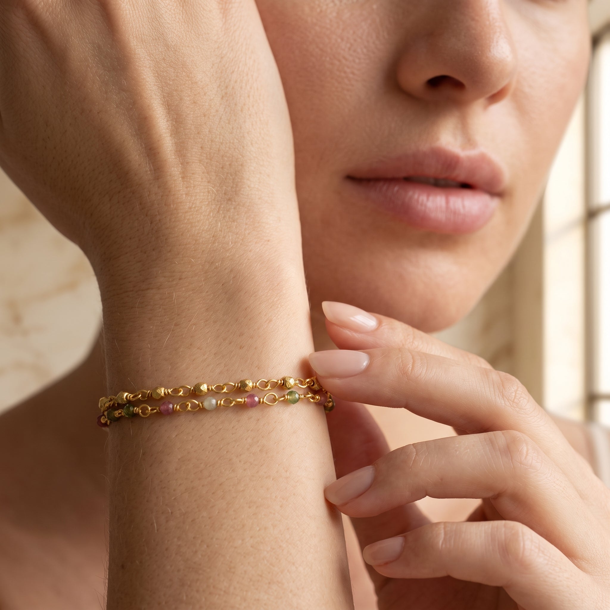 Bohemian Petite Multi-Stone Double Layer Bracelet