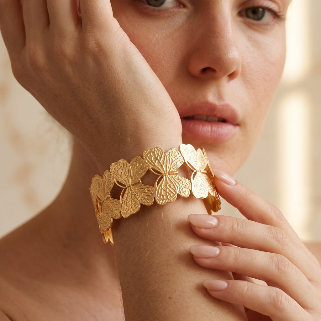 Gold Butterfly Adjustable Statement Bangle