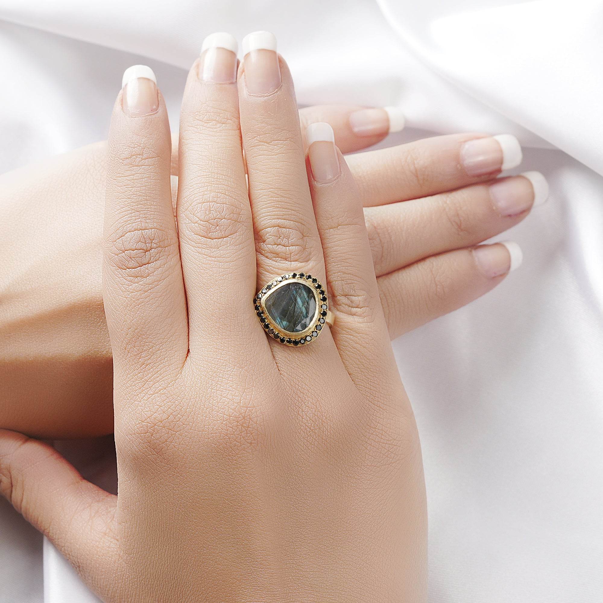 Gold, Black Rhodium Plated Pink Tourmaline Designer Rings in Sterling Silver - La Vitá Jewels