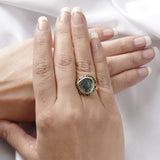 Labradorite and Black Onyx Heart Shape Ring