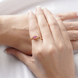 Marquise Pink Quartz Gold-Plated Ring in Sterling