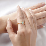 Minimalistic Aqua Chalcedony Teardrop Ring