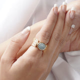 Aqua Chalcedony Statement Rings