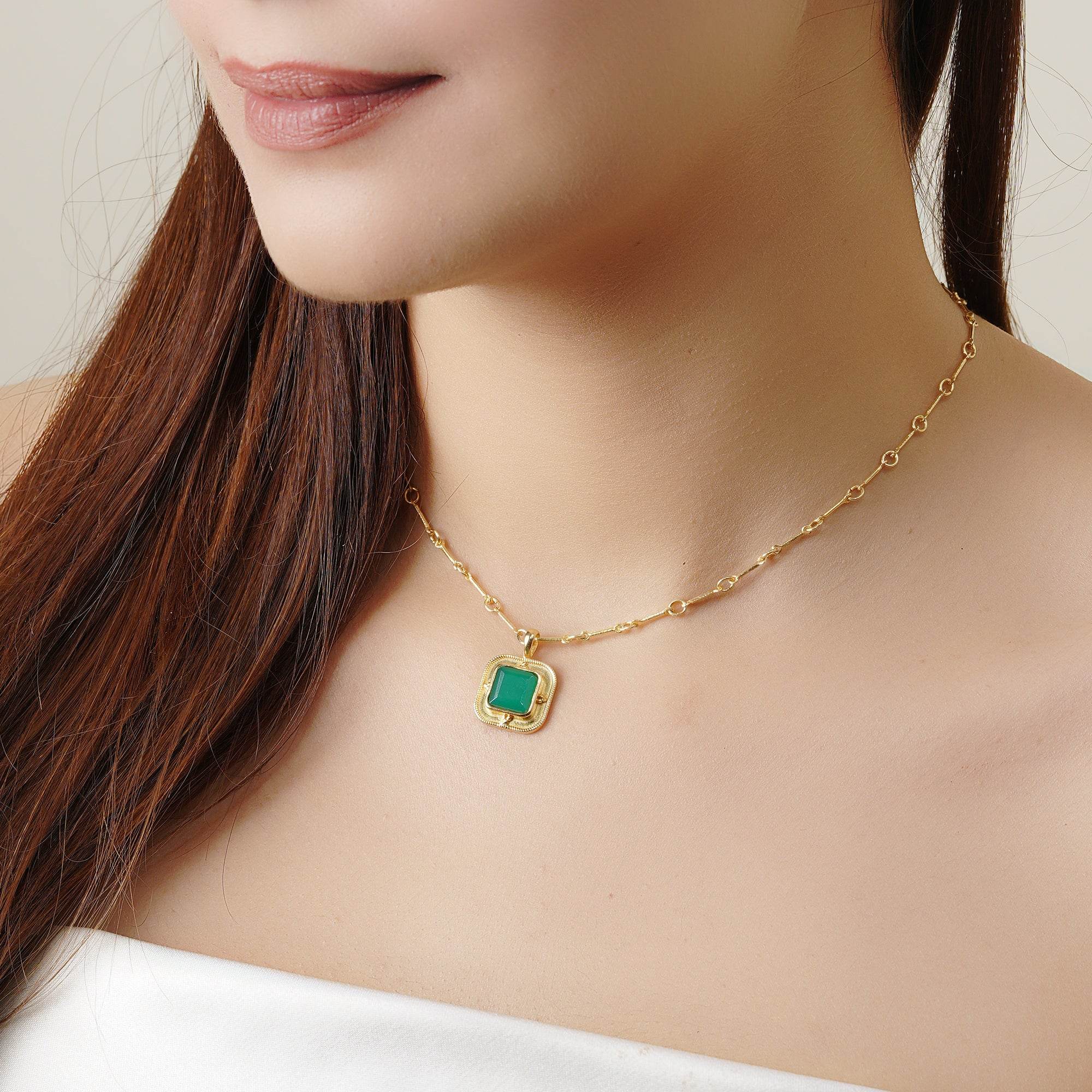 Amelia Green Onyx Necklace - La Vitá Jewels
