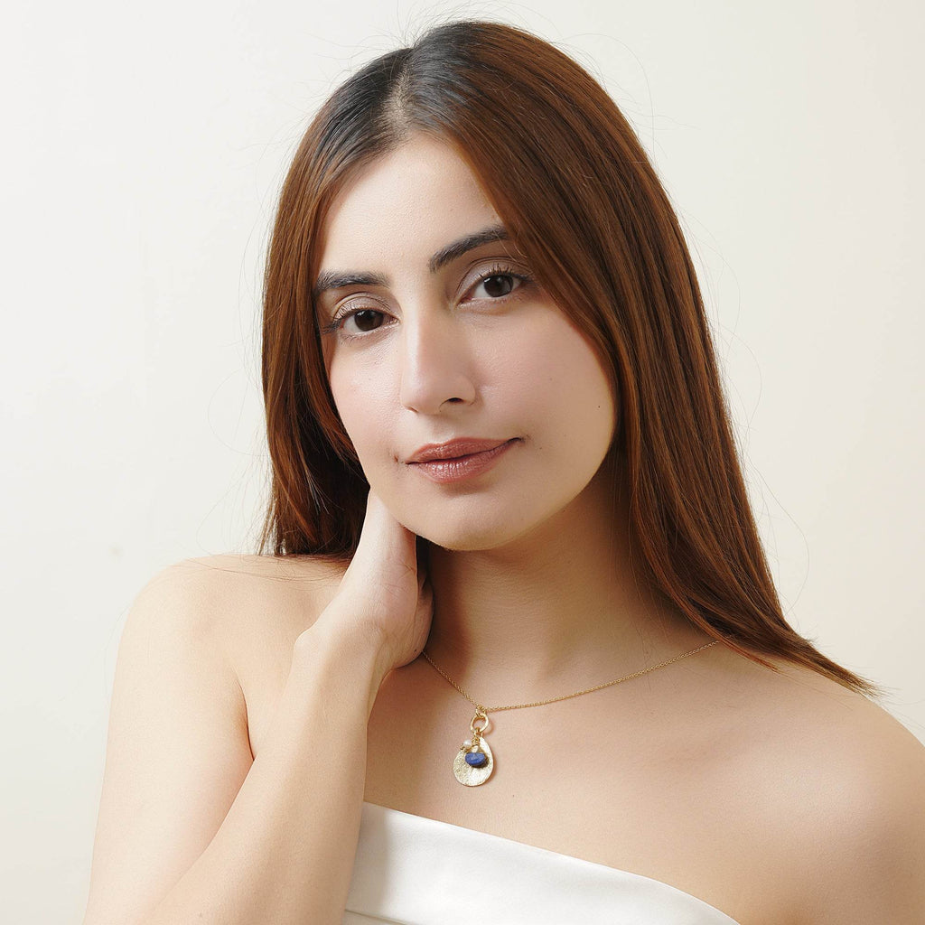 Lola Lapiz and Pearl with Texture Necklaces - La Vitá Jewels