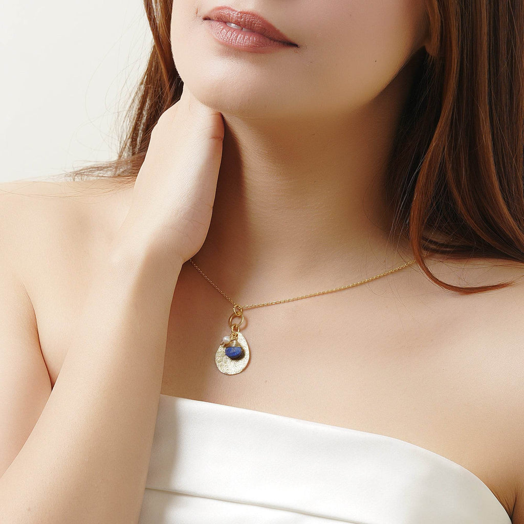 Lola Lapiz and Pearl with Texture Necklaces - La Vitá Jewels