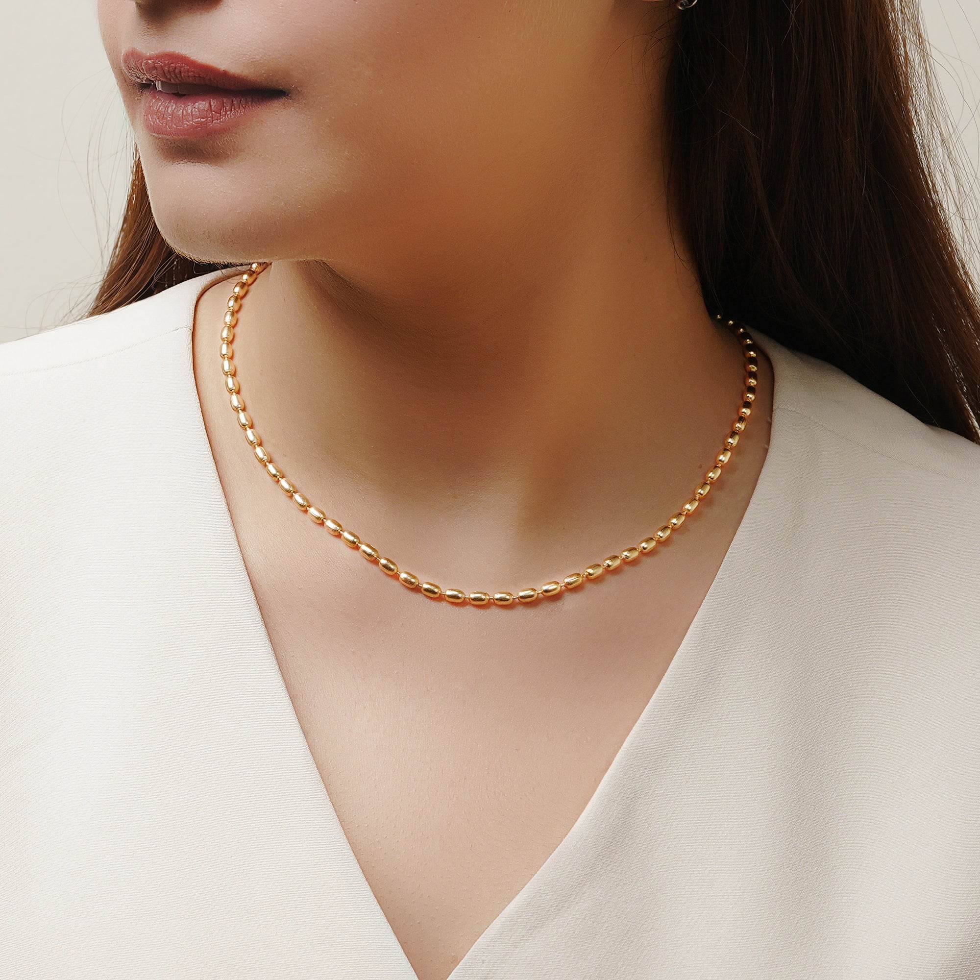 Golden Metal Beaded Necklaces - La Vitá Jewels
