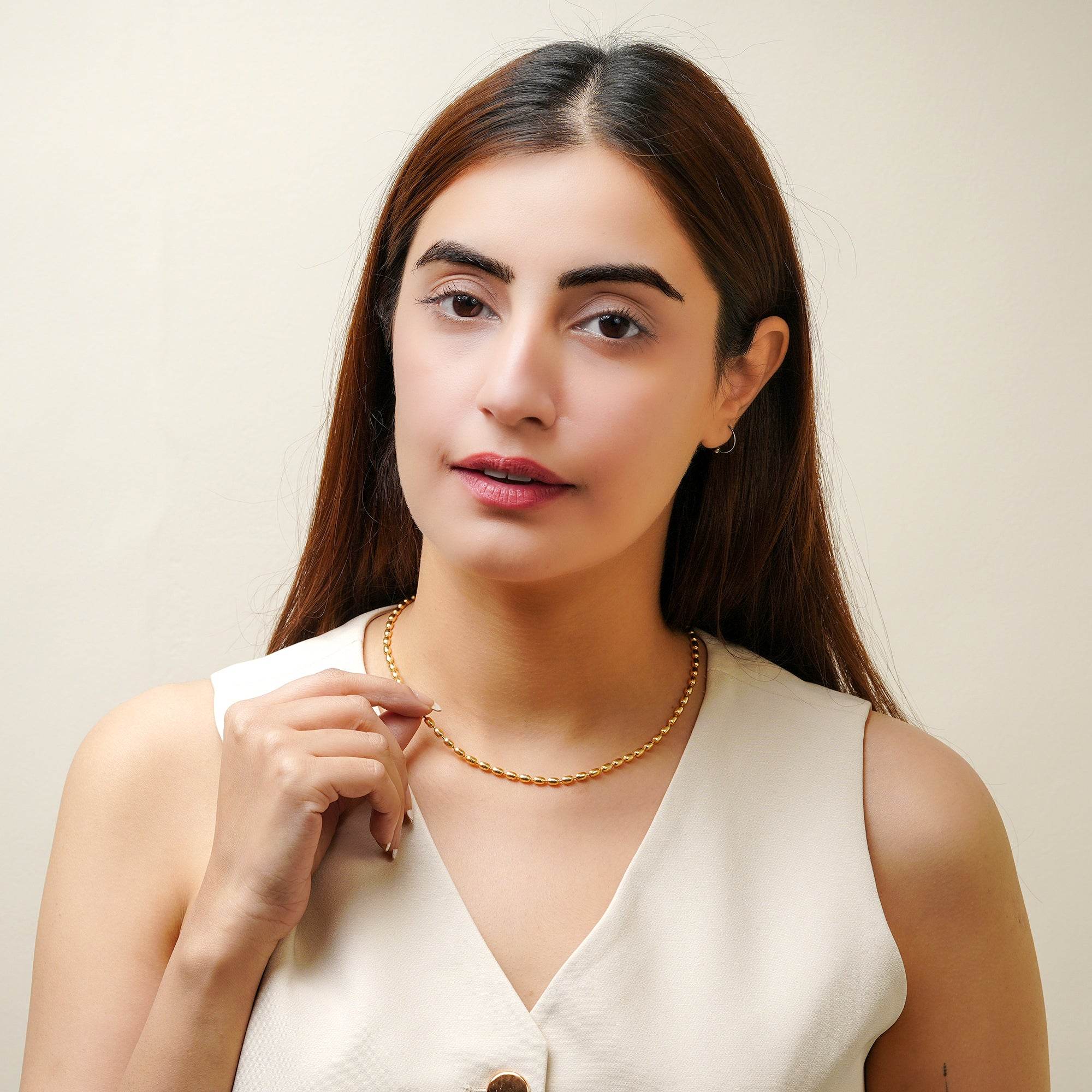 Golden Metal Beaded Necklaces - La Vitá Jewels