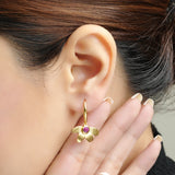 Ruby Gemstone Flower Earrings