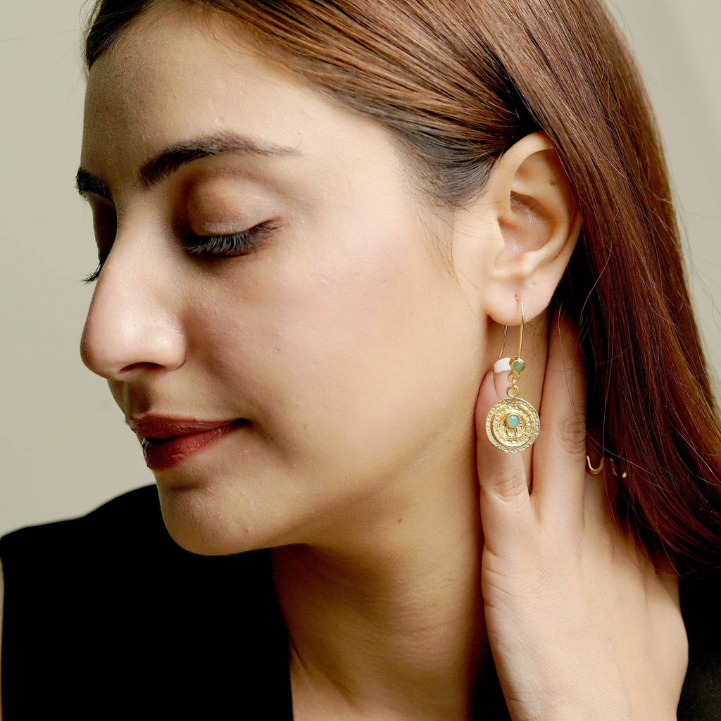 Green Onyx Dangle Earrings in Sterling Silver - La Vitá Jewels