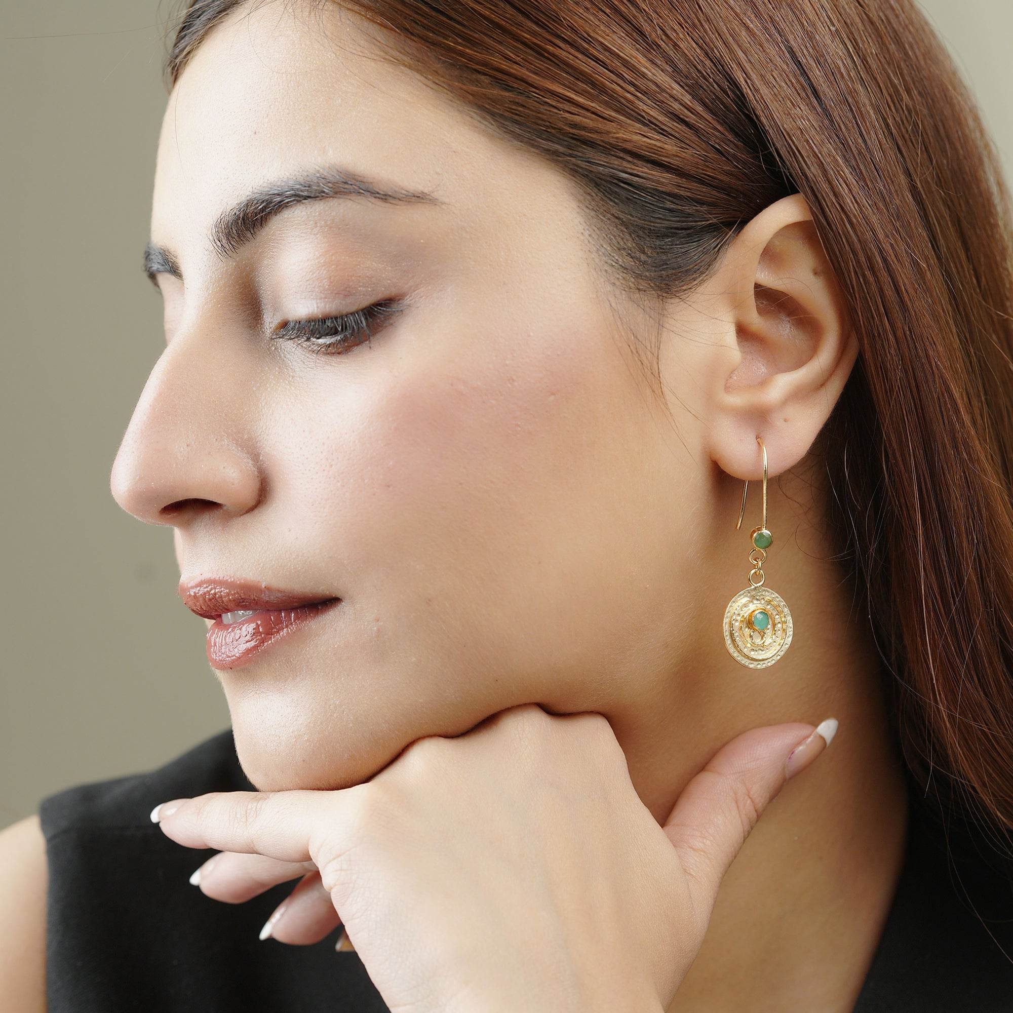 Green Onyx Dangle Earrings in Sterling Silver - La Vitá Jewels