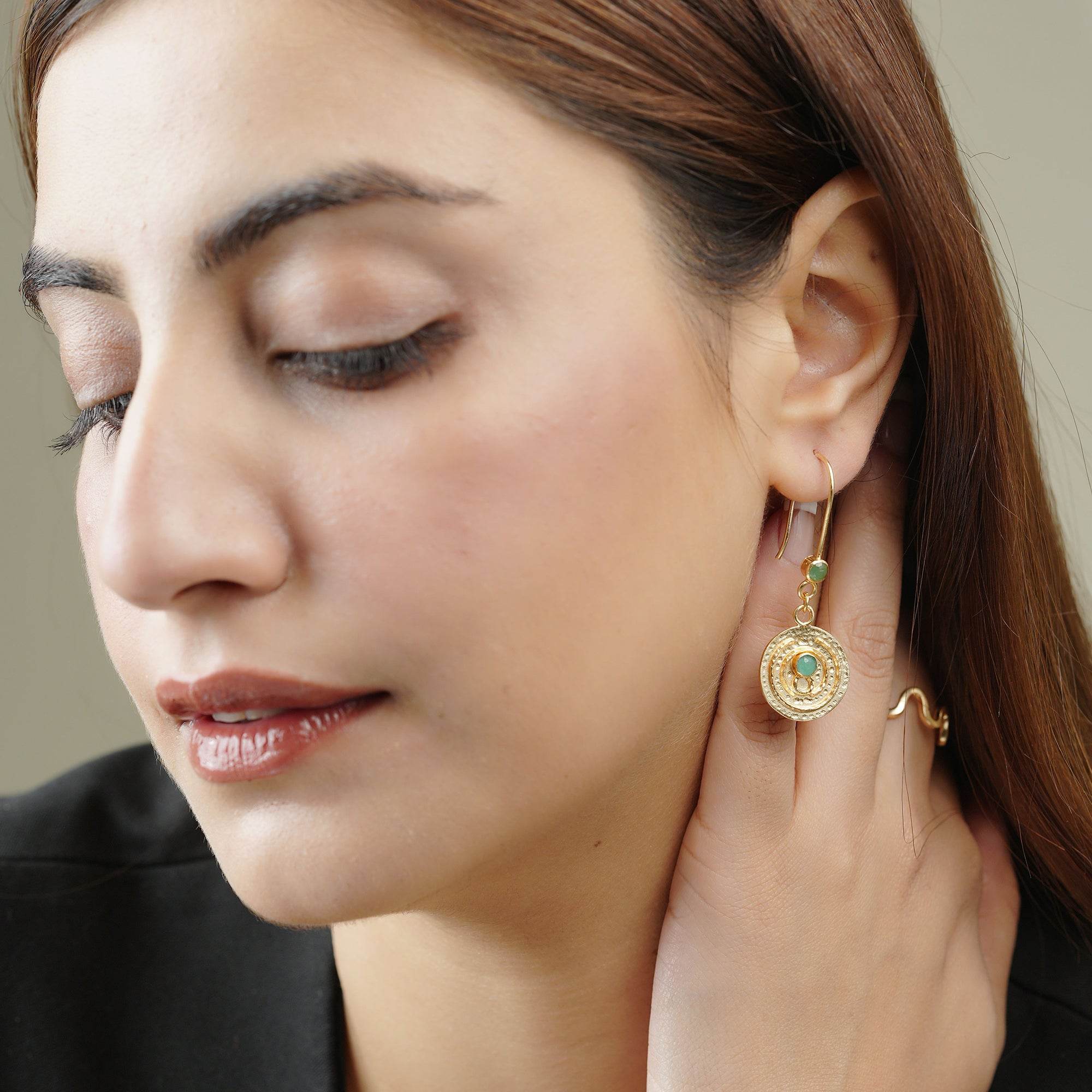 Green Onyx Dangle Earrings in Sterling Silver - La Vitá Jewels