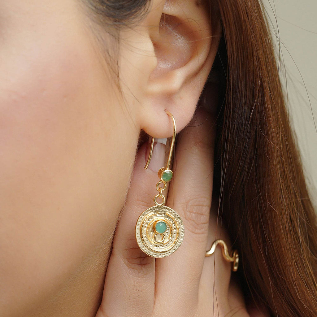 Green Onyx Dangle Earrings in Sterling Silver - La Vitá Jewels