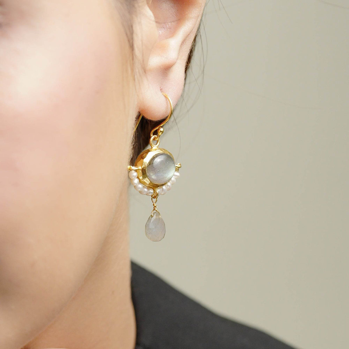Lapis Lazuli with Natural Pearl Earrings - La Vitá Jewels