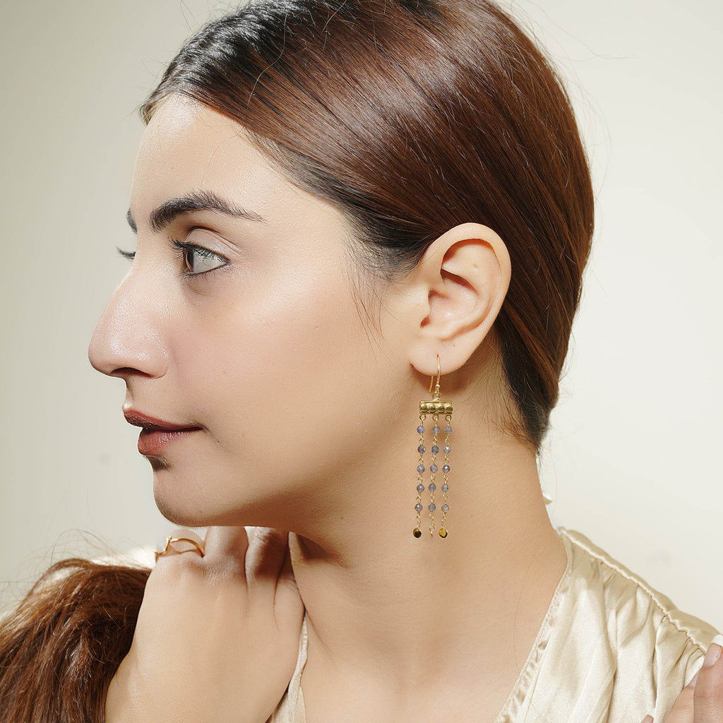 Victorian Flow Iolite Beads Earring - La Vitá Jewels