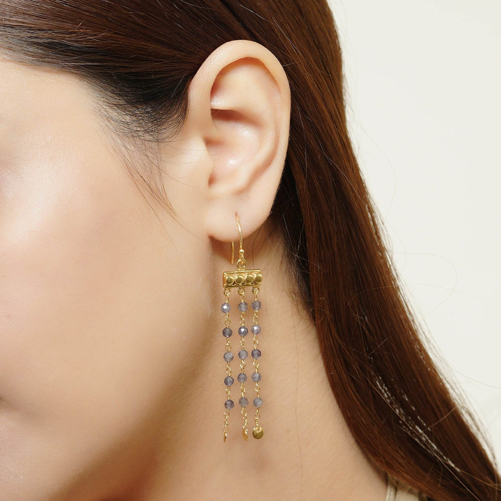 Victorian Flow Iolite Beads Earring - La Vitá Jewels