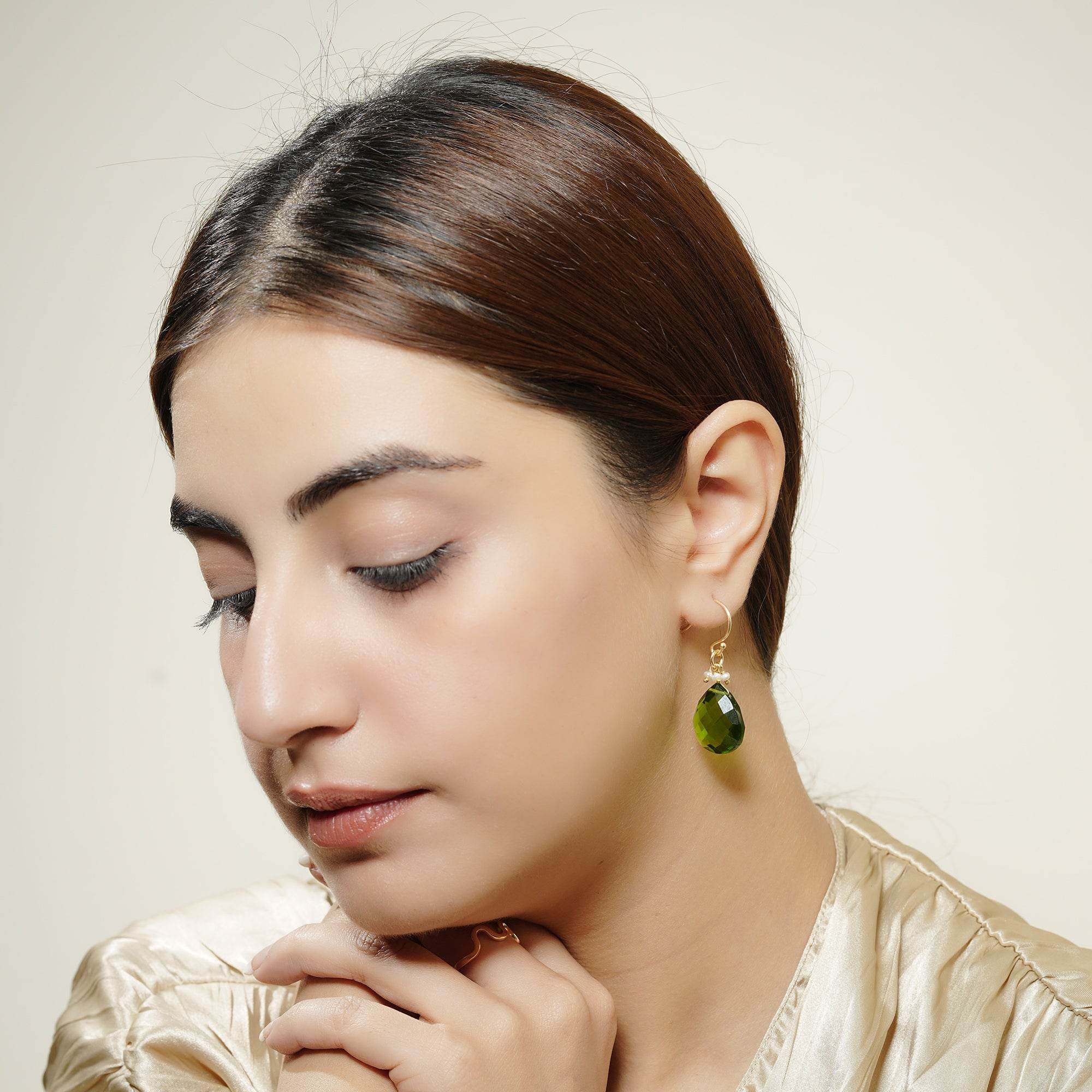 Sterling Silver Natures Embraced Gem Stone Drop Earrings - La Vitá Jewels