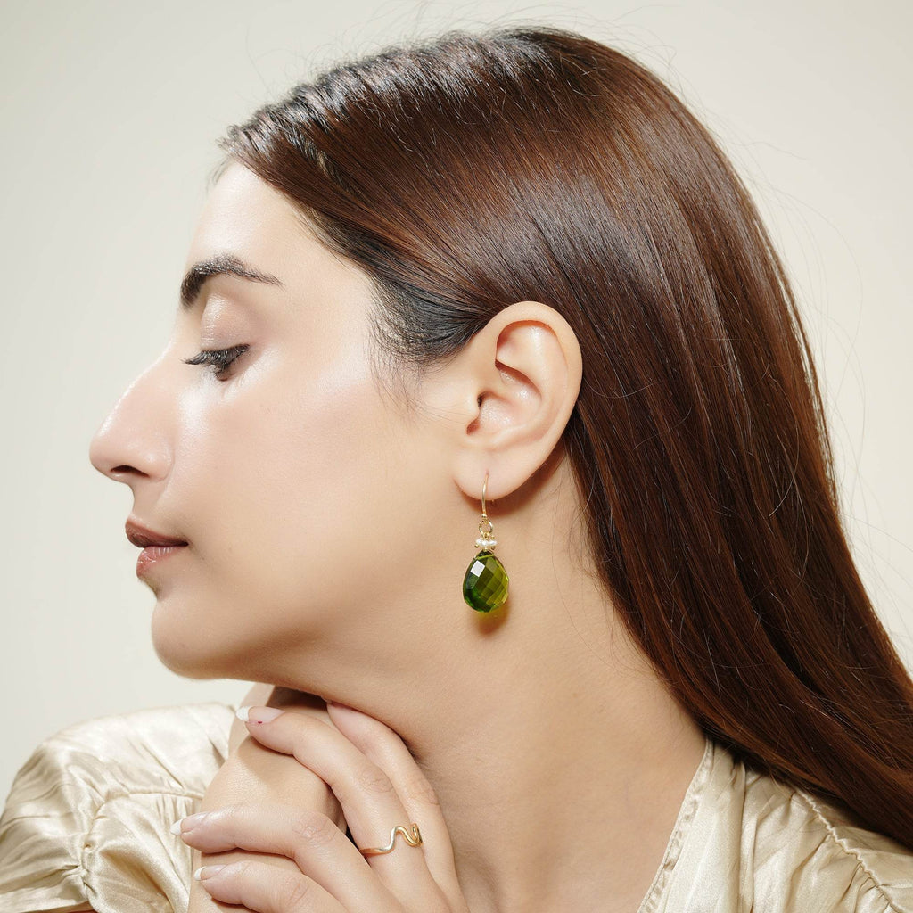 Sterling Silver Natures Embraced Gem Stone Drop Earrings - La Vitá Jewels