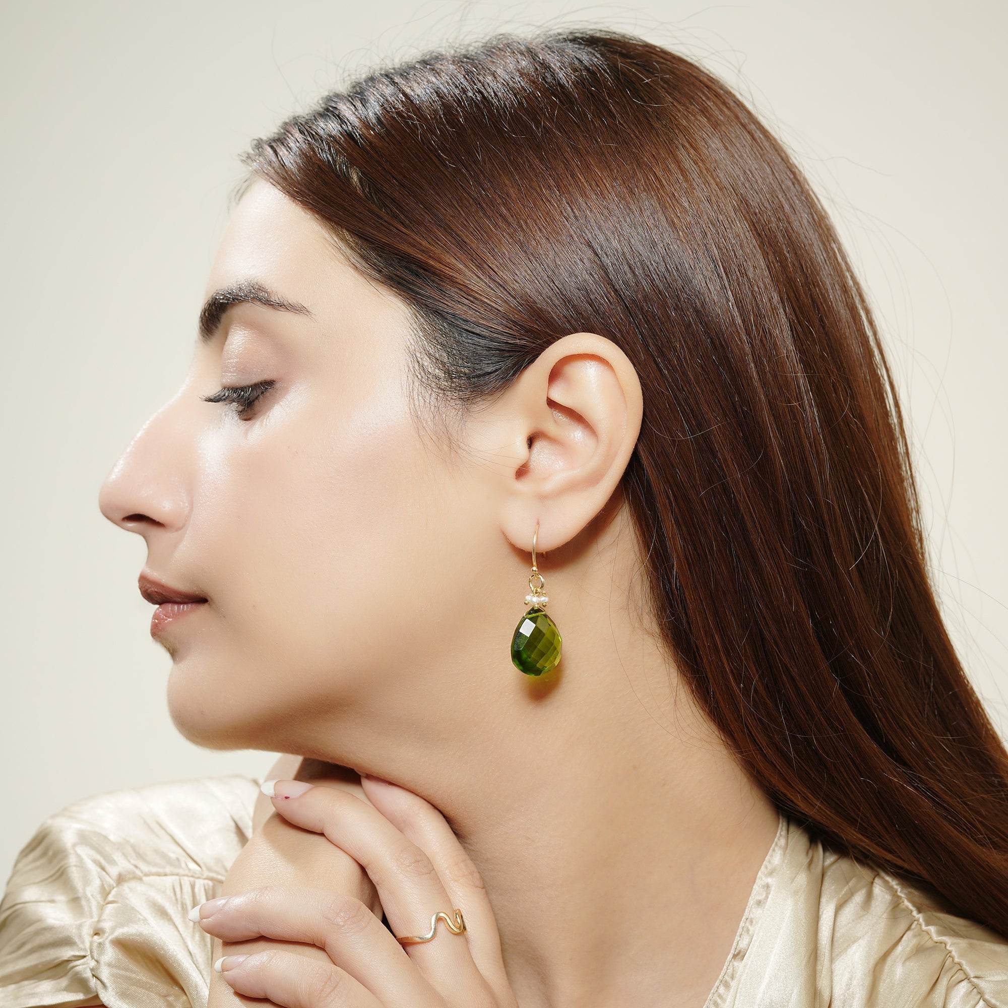 Sterling Silver Natures Embraced Gem Stone Drop Earrings - La Vitá Jewels