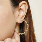 Gold Wire Wrapped Tourmaline Beads Hoop Earrings - La Vitá Jewels