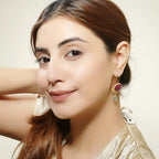 Crimson Ruby & Pearl Drop Earrings - La Vitá Jewels