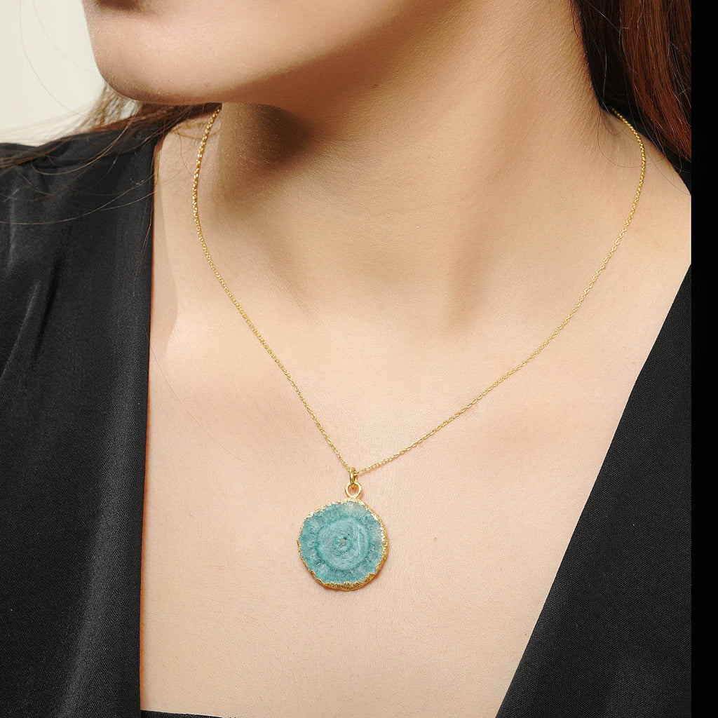 Sterling Silver Green Solar Quartz Necklaces - La Vitá Jewels
