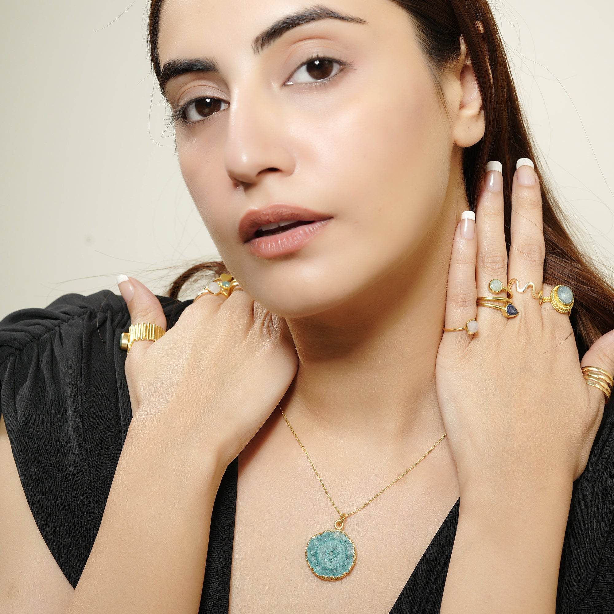 Sterling Silver Green Solar Quartz Necklaces - La Vitá Jewels