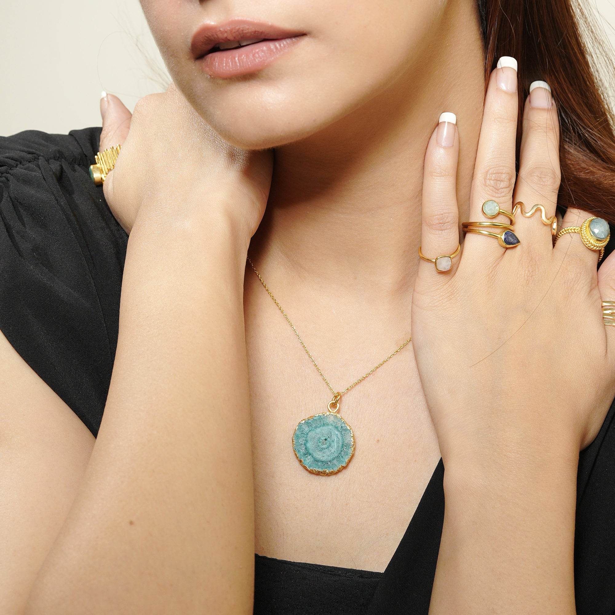 Sterling Silver Green Solar Quartz Necklaces - La Vitá Jewels