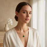 Lara Green Chalcedony Necklace in Sterling Silver