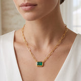 Emerald in a Box Necklace