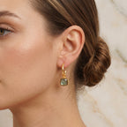 Cushion Shape Labradorite Gemstone Hoop Earrings