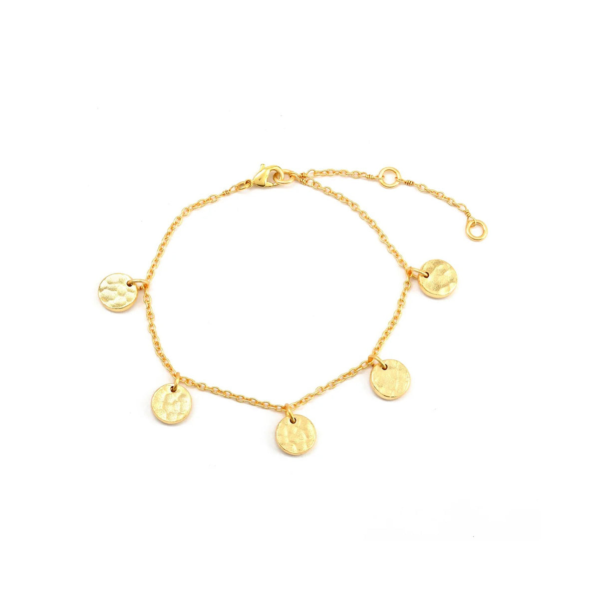 Hammered Round Disc Chain Bracelets