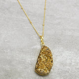 22k  Golden Druzy with Ball Chain Pendant Necklaces, Wholesale Jewelry