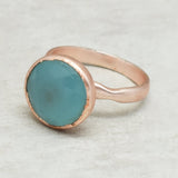 Rose  Aqua Chalcedony and Rose Quartz Gemstone Statement Rings,